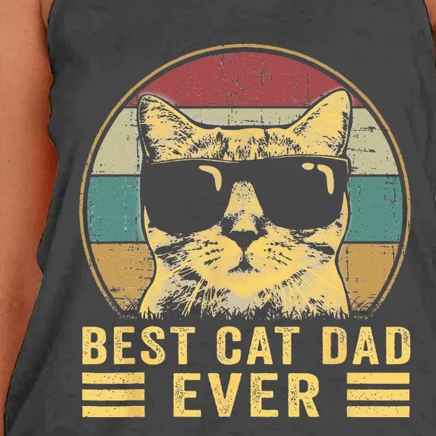 Vintage Best Cat Dad Ever Bump Fi Funny Fathers Day Women's Knotted Racerback Tank