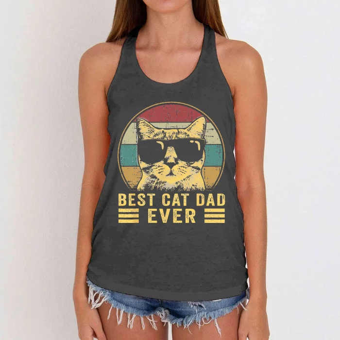 Vintage Best Cat Dad Ever Bump Fi Funny Fathers Day Women's Knotted Racerback Tank