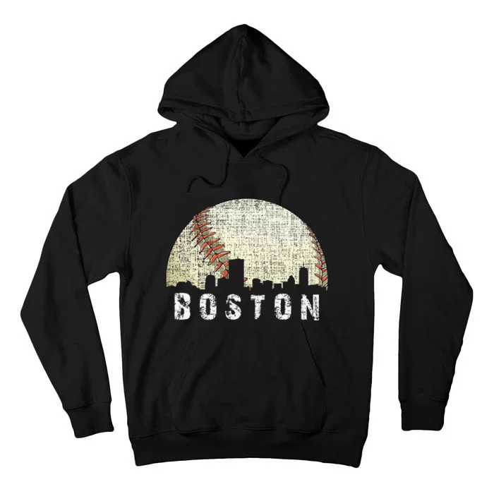 Vintage Boston Cityscape Baseball Lover Women Tall Hoodie