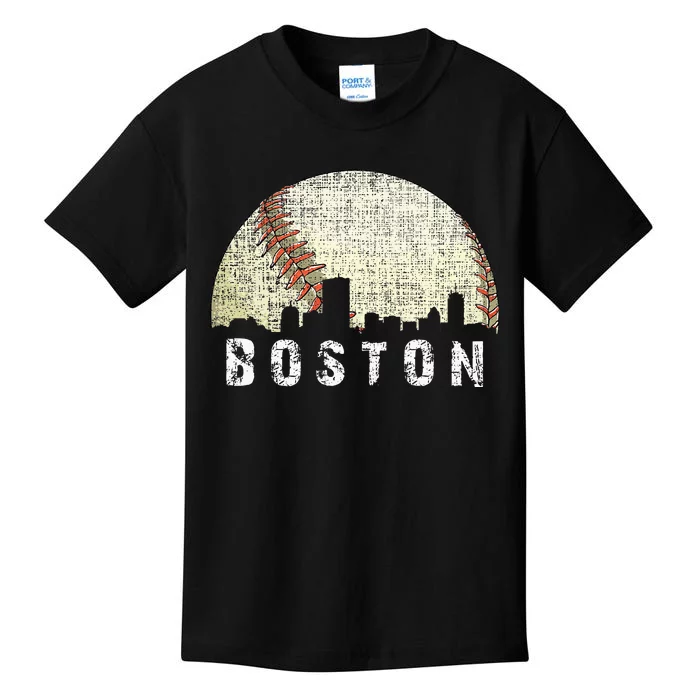 Vintage Boston Cityscape Baseball Lover Women Kids T-Shirt