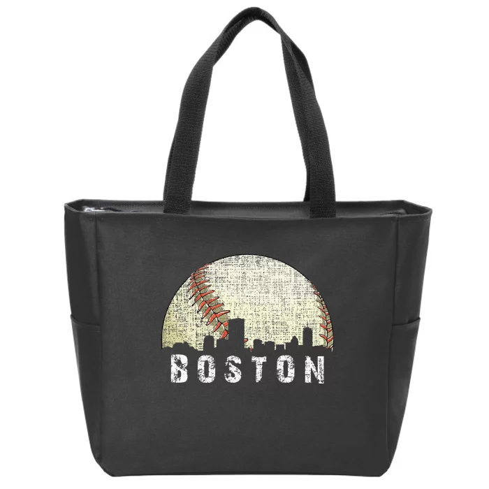 Vintage Boston Cityscape Baseball Lover Women Zip Tote Bag