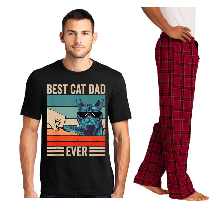 Vintage Best Cat Dad Ever Bump Fist Fathers Day Cat Daddy Pajama Set