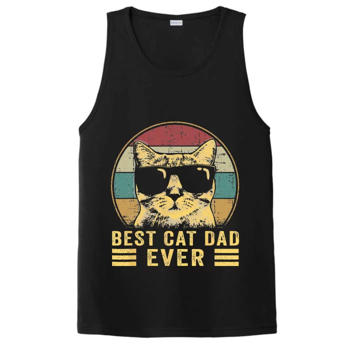 Vintage Best Cat Dad Ever Bump Fi Funny Fathers Day Performance Tank