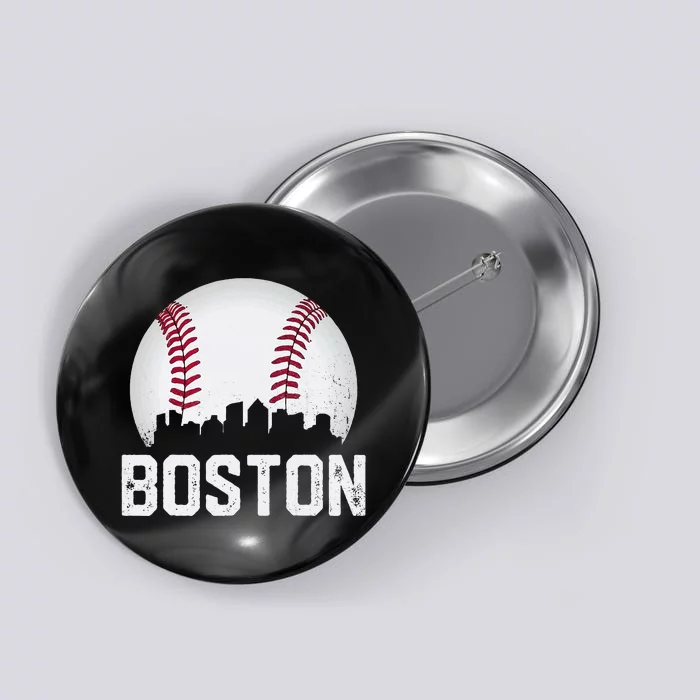 Vintage Boston City Skyline Baseball Game Day Fan Button