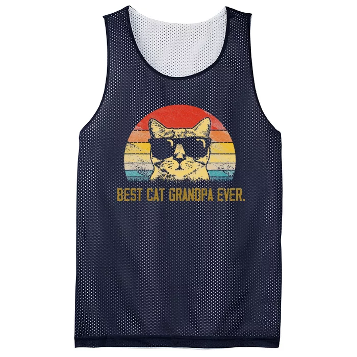 Vintage Best Cat Grandpa Ever Cat Grandpa Fathers Day Mesh Reversible Basketball Jersey Tank