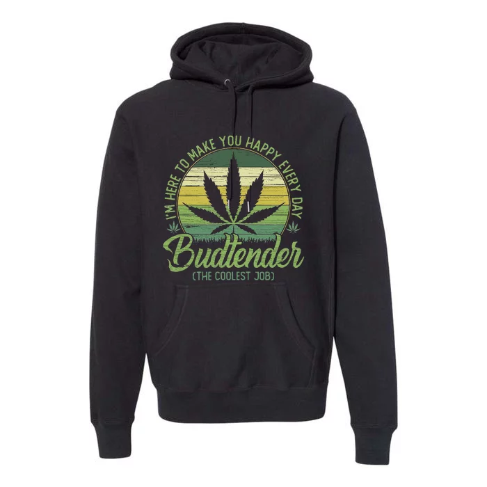 Vintage Budtender Coolest Job Marijuana Weed Supporters Premium Hoodie