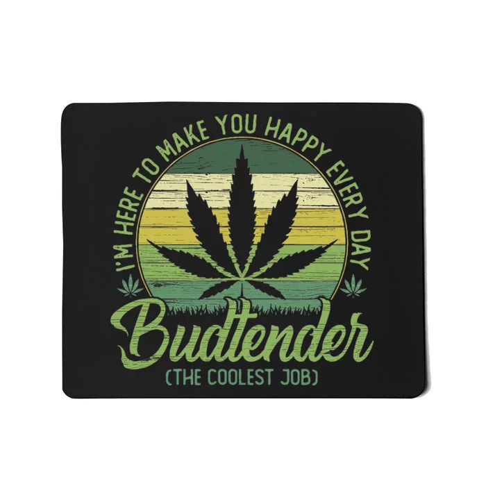 Vintage Budtender Coolest Job Marijuana Weed Supporters Mousepad