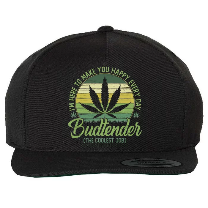 Vintage Budtender Coolest Job Marijuana Weed Supporters Wool Snapback Cap