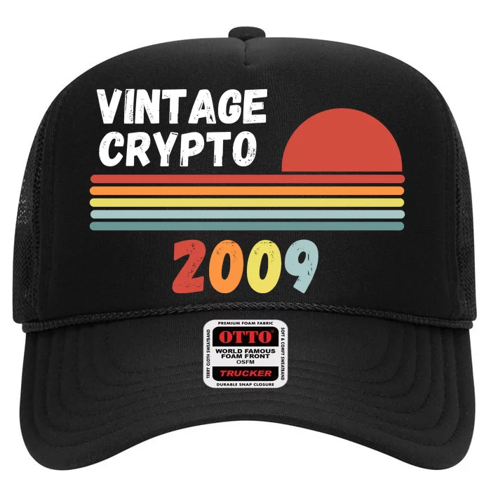 Vintage BTC, Crypto 2009, Bitcoin Crypto, HODL Bitcoin, Retro High Crown Mesh Trucker Hat