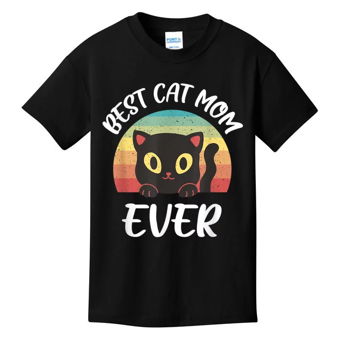 Vintage Best Cat Mom Ever Cat Tee For Women Funny Cat Kids T-Shirt