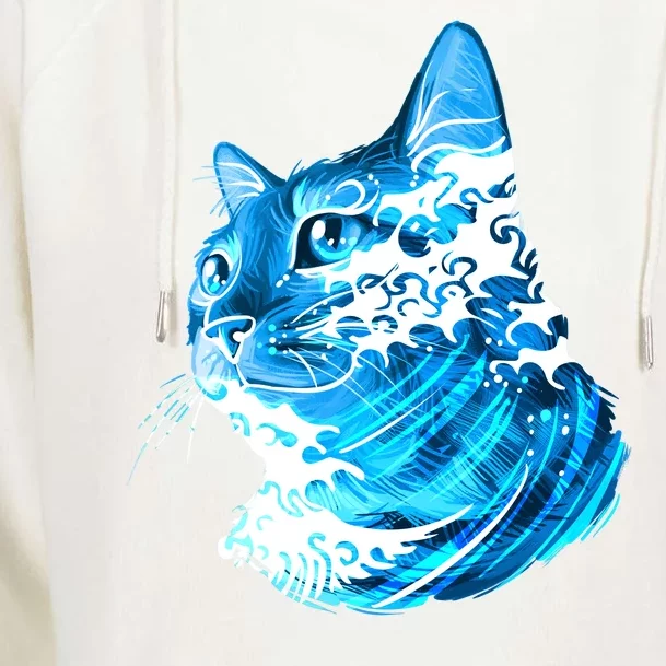 Vote Blue Cat Wave For Kamala Harris 2024 Election Womens Funnel Neck Pullover Hood