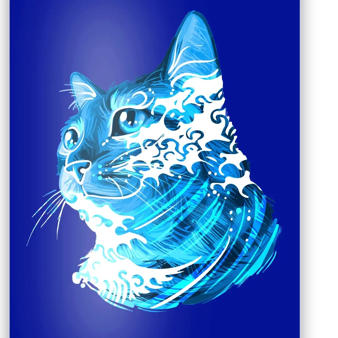 Vote Blue Cat Wave For Kamala Harris 2024 Election Poster