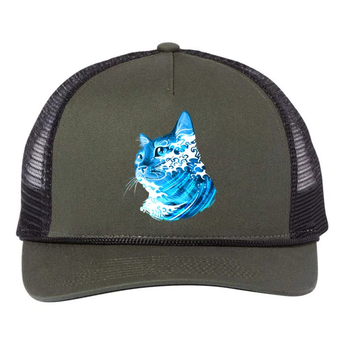 Vote Blue Cat Wave For Kamala Harris 2024 Election Retro Rope Trucker Hat Cap