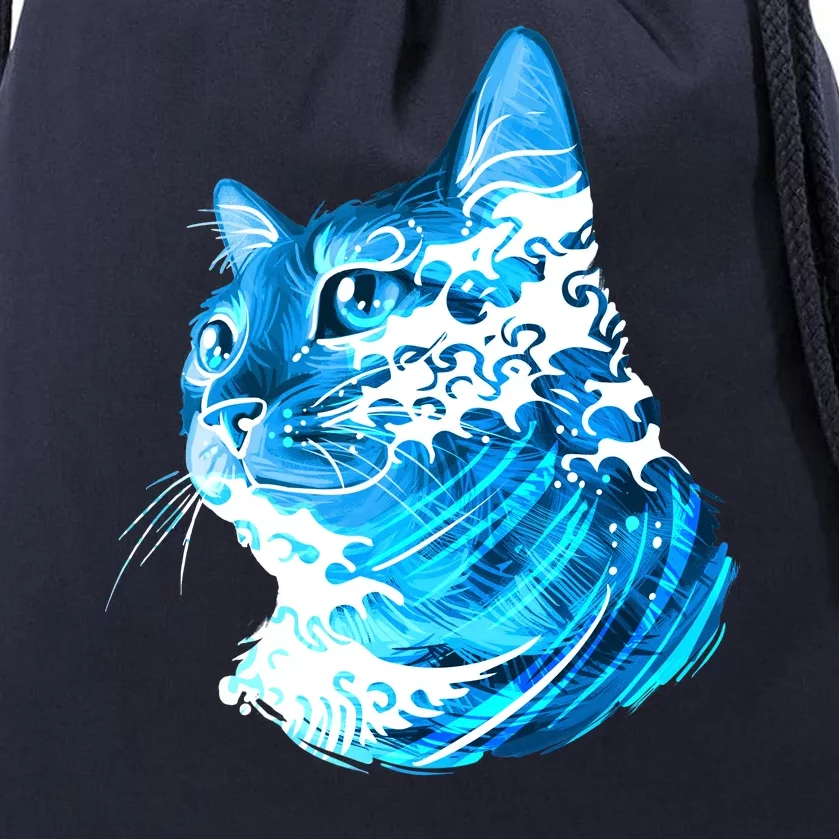 Vote Blue Cat Wave For Kamala Harris 2024 Election Drawstring Bag