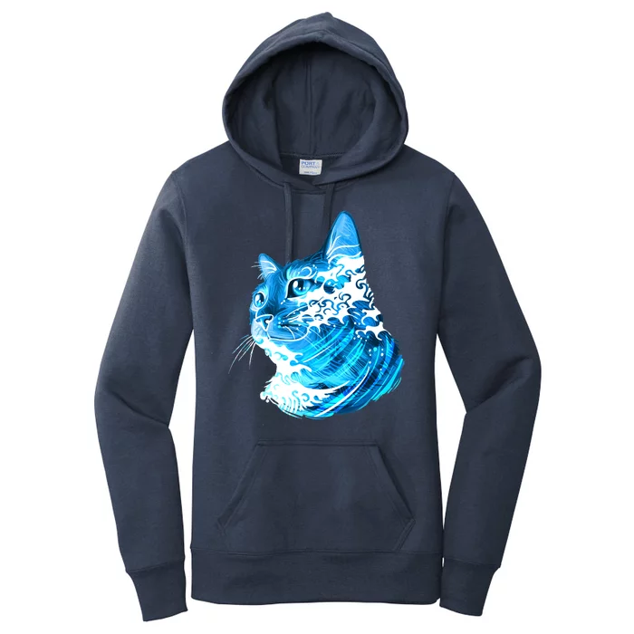 Vote Blue Cat Wave For Kamala Harris 2024 Election Women's Pullover Hoodie