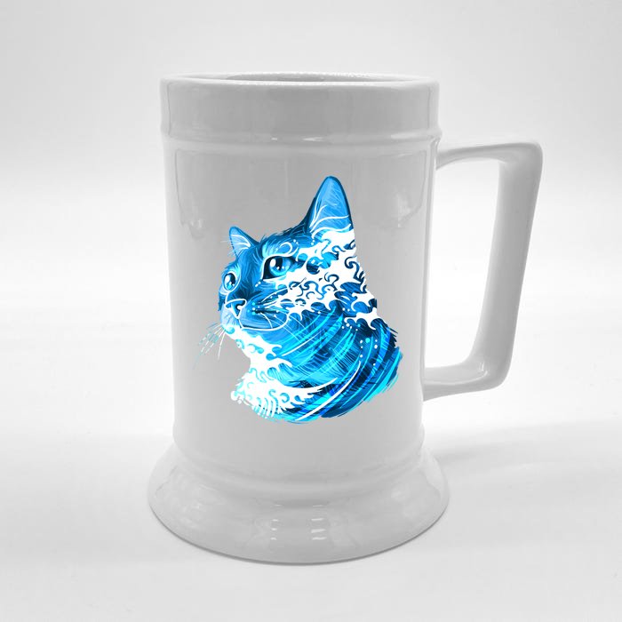 Vote Blue Cat Wave For Kamala Harris 2024 Election Front & Back Beer Stein