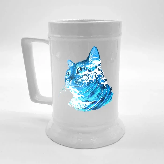 Vote Blue Cat Wave For Kamala Harris 2024 Election Front & Back Beer Stein