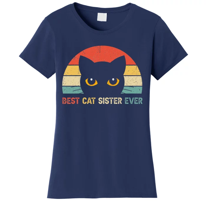 Vintage Best Cat Sister Ever Cat Lovers Gift Women's T-Shirt