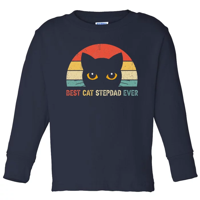 Vintage Best Cat Stepdad Ever Cat Lovers Gift Toddler Long Sleeve Shirt