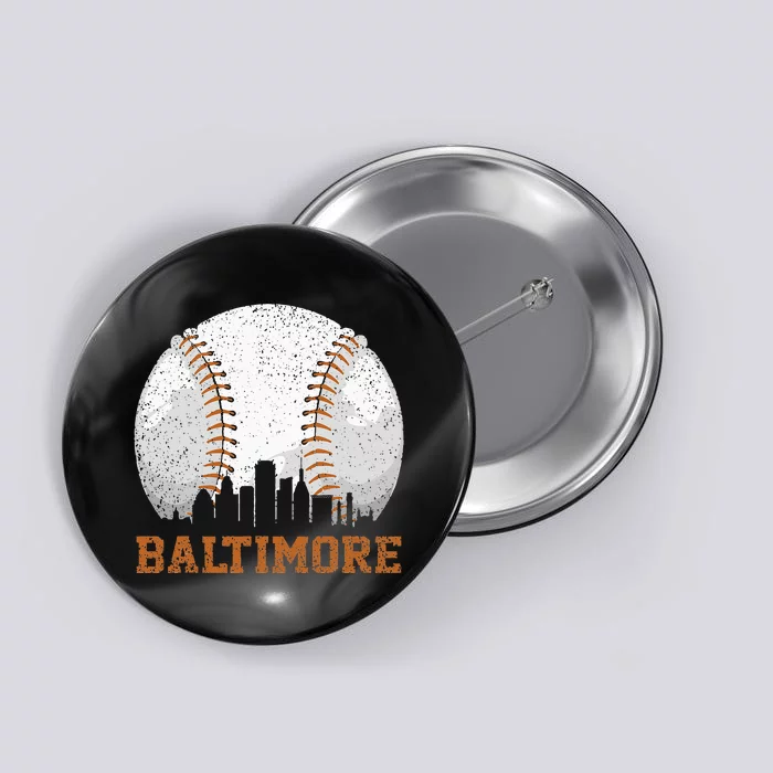 Vintage Baltimore Cityscape Baseball Lover Player and Fans Button