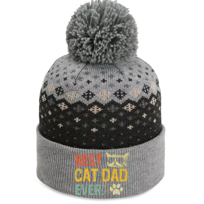 Vintage Best Cat Dad Ever  Cat Daddy Gift The Baniff Cuffed Pom Beanie