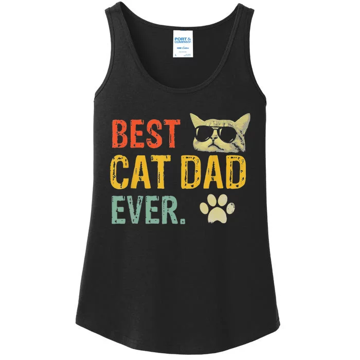 Vintage Best Cat Dad Ever  Cat Daddy Gift Ladies Essential Tank