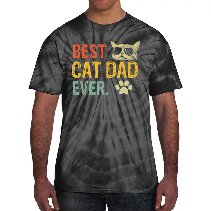 Vintage Best Cat Dad Ever  Cat Daddy Gift Tie-Dye T-Shirt