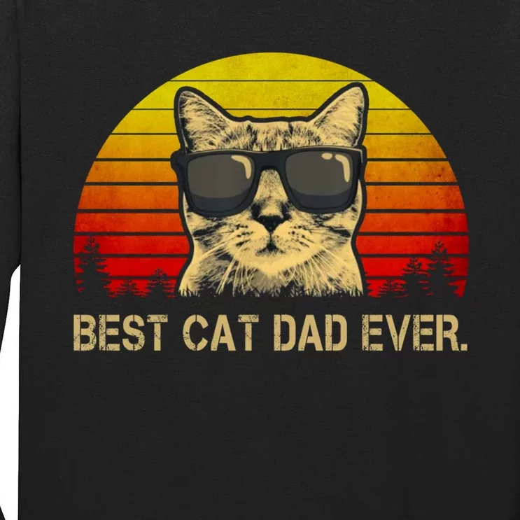 Vintage Best Cat Dad Ever Cat Daddy Father Tall Long Sleeve T-Shirt