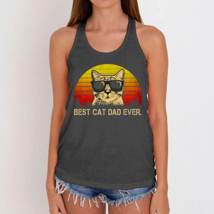 Vintage Best Cat Dad Ever Cat Daddy Father Women's Knotted Racerback Tank