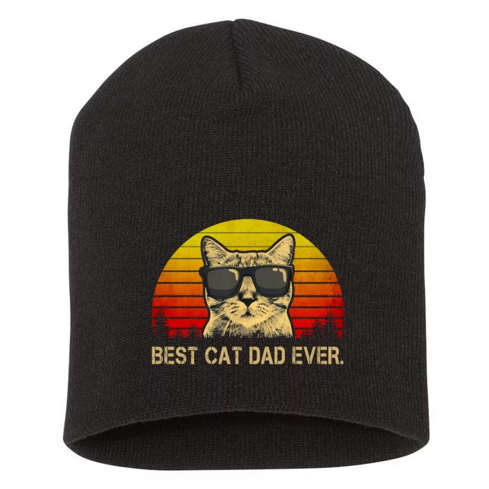 Vintage Best Cat Dad Ever Cat Daddy Father Short Acrylic Beanie