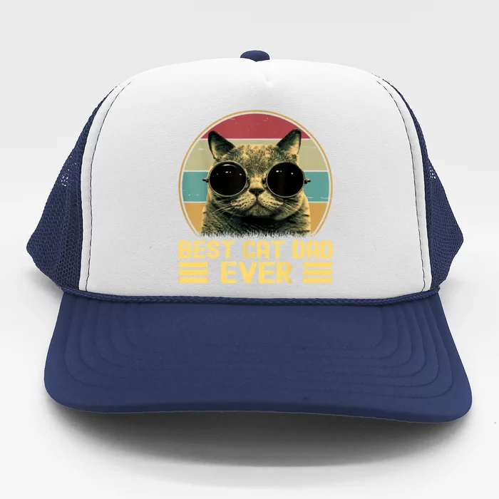 Vintage Best Cat Dad Ever Funny Cat Lover, Cat Dad Trucker Hat