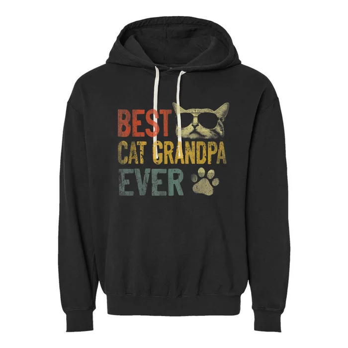 Vintage Best Cat Grandpa Ever TShirt Cat Grandpa Father's D TShirt Garment-Dyed Fleece Hoodie