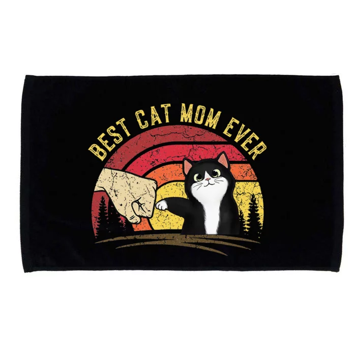 Vintage Best Cat Mom Ever Cat Funny Cat Microfiber Hand Towel