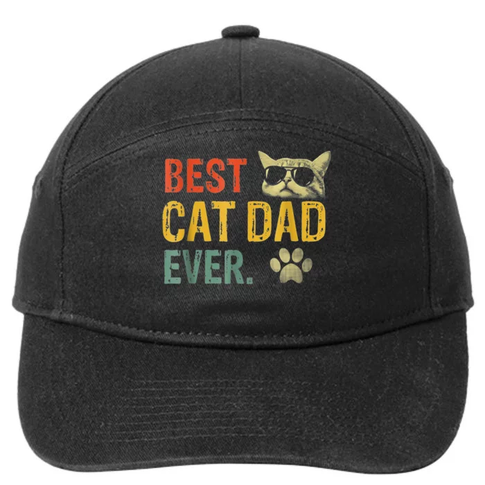 Vintage Best Cat Dad Ever Cat Daddy Gift 7-Panel Snapback Hat