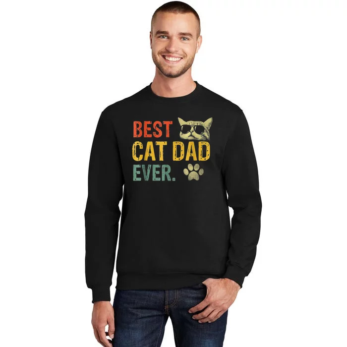 Vintage Best Cat Dad Ever Cat Daddy Gift Tall Sweatshirt