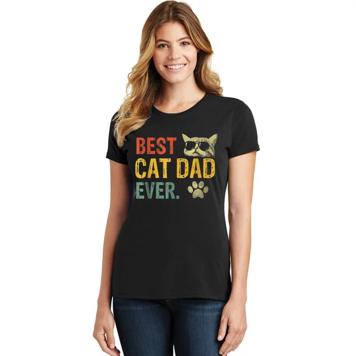 Vintage Best Cat Dad Ever Cat Daddy Gift Women's T-Shirt