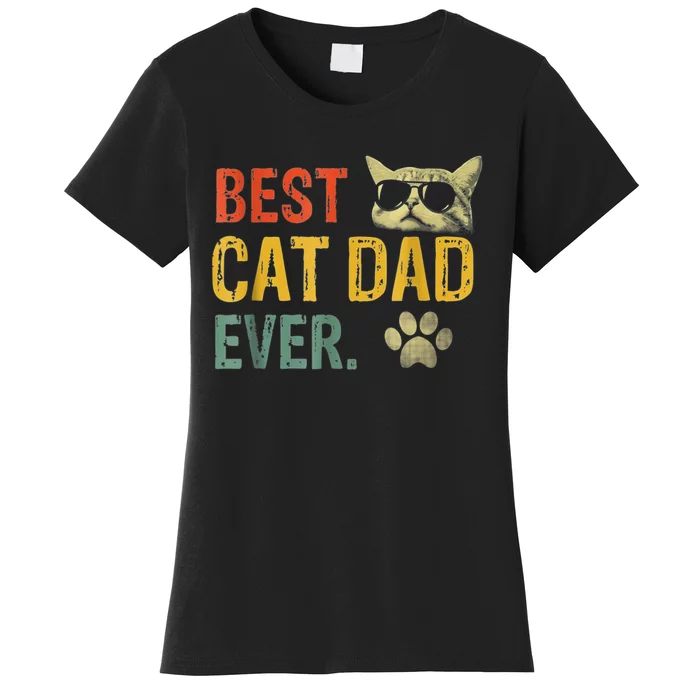 Vintage Best Cat Dad Ever Cat Daddy Gift Women's T-Shirt