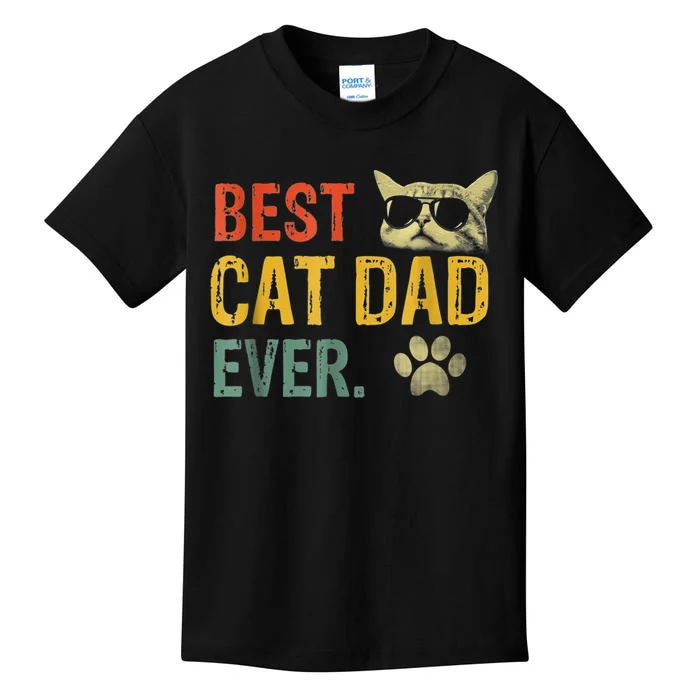 Vintage Best Cat Dad Ever Cat Daddy Gift Kids T-Shirt