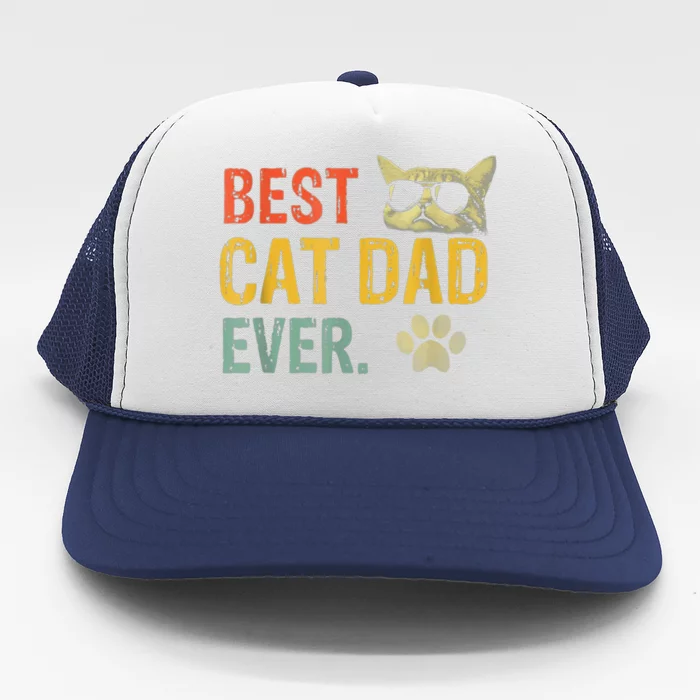 Vintage Best Cat Dad Ever Cat Daddy Gift Trucker Hat