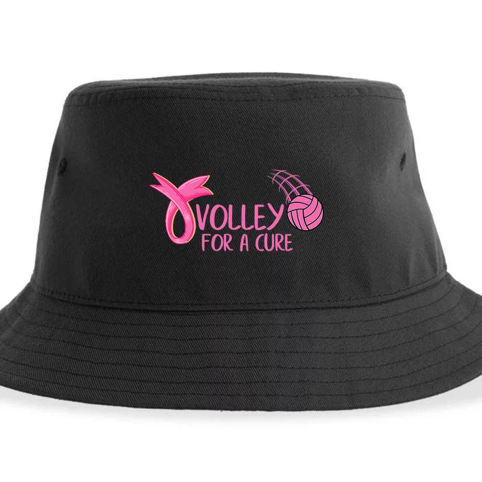 Volleyball Breast Cancer Pink Ribbon Volley for the Cure Sustainable Bucket Hat