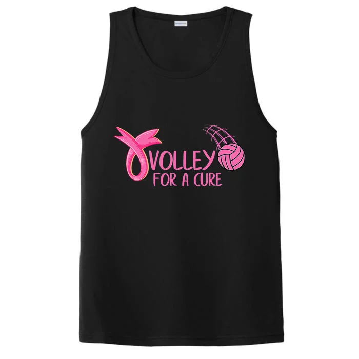 Volleyball Breast Cancer Pink Ribbon Volley for the Cure Performance Tank