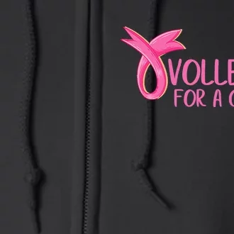 Volleyball Breast Cancer Pink Ribbon Volley for the Cure Full Zip Hoodie