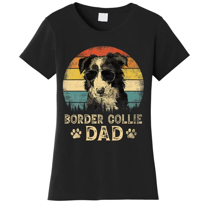 Vintage Border Collie Dad Dog Lovers FatherS Day Women's T-Shirt