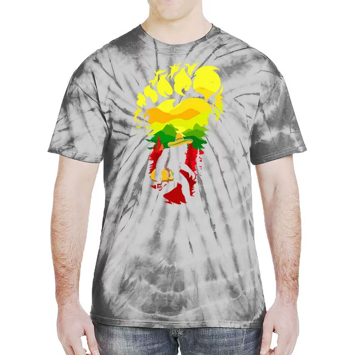 Vintage Bigfoot Carrying Tacos Sombrero Retro Cinco De Mayo Tie-Dye T-Shirt