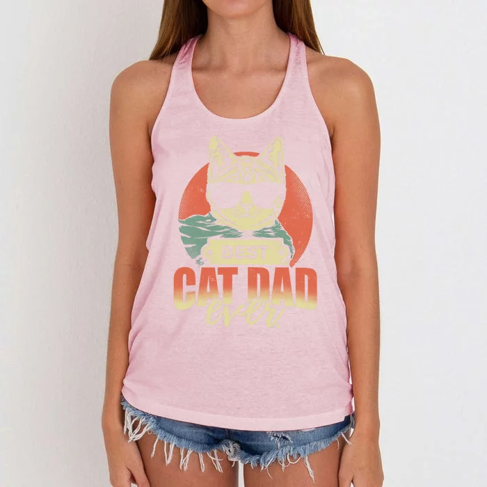 Vintage Best Cat Dad Ever Funny Funny Gift Women's Knotted Racerback Tank