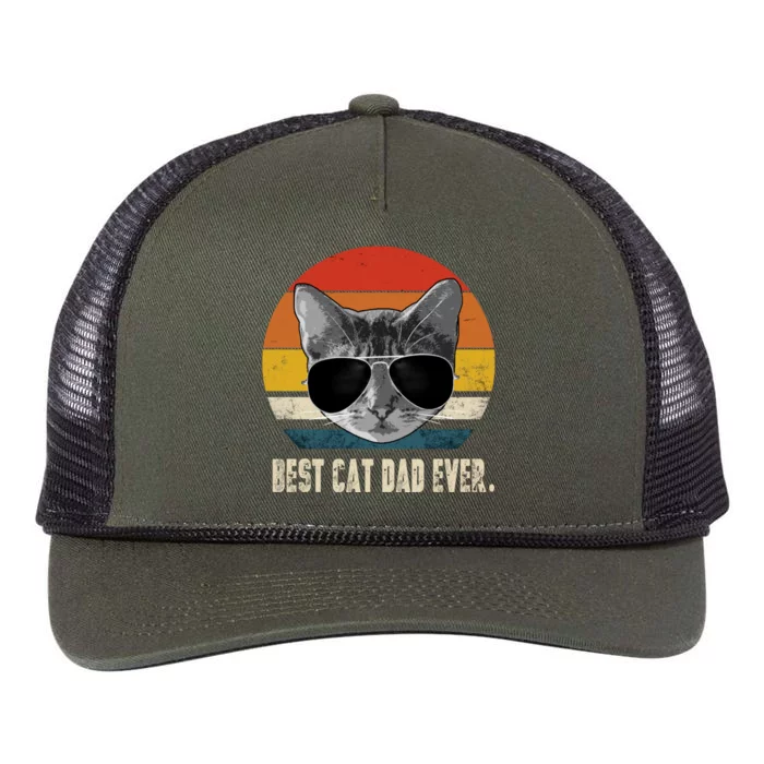 Vintage Best Cat Dad Ever Retro Cat Daddy FatherS Day Retro Rope Trucker Hat Cap