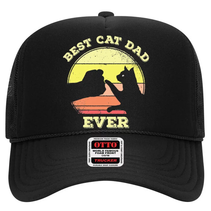 Vintage Best Cat Dad Ever Cat Daddy Gift High Crown Mesh Trucker Hat