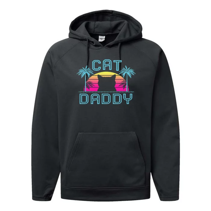 Vintage Best Cat Dad Ever Funny Cat Daddy Father Day Gift Performance Fleece Hoodie