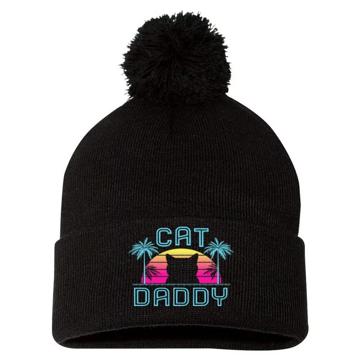 Vintage Best Cat Dad Ever Funny Cat Daddy Father Day Gift Pom Pom 12in Knit Beanie