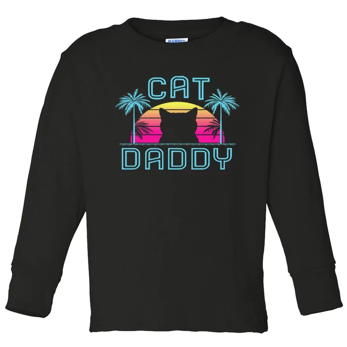 Vintage Best Cat Dad Ever Funny Cat Daddy Father Day Gift Toddler Long Sleeve Shirt